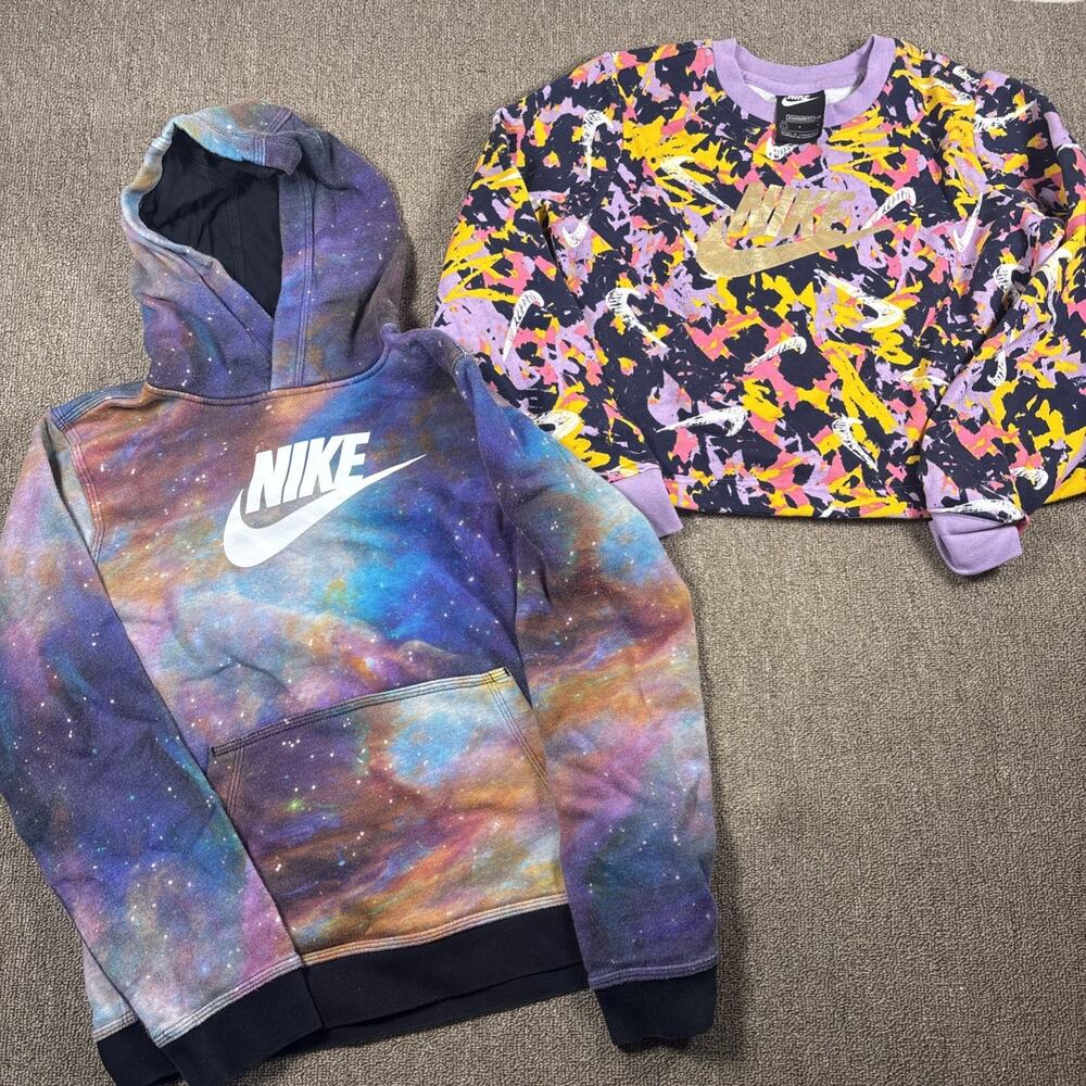 Nike Youth Large Sweatshirt Bundle 2 Pieces Colorful Galaxy Abstract